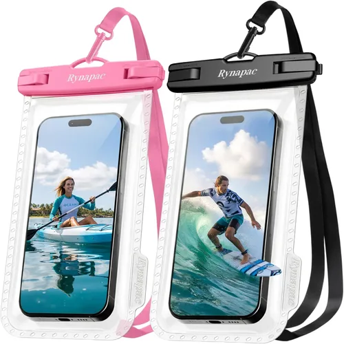Vista 14 de Rynapac Funda impermeable para teléfono [hasta 8.5 pulgadas], paquete de 2, funda impermeable IPX8 con cordón para iPhone 17, 16, 15 Pro Max