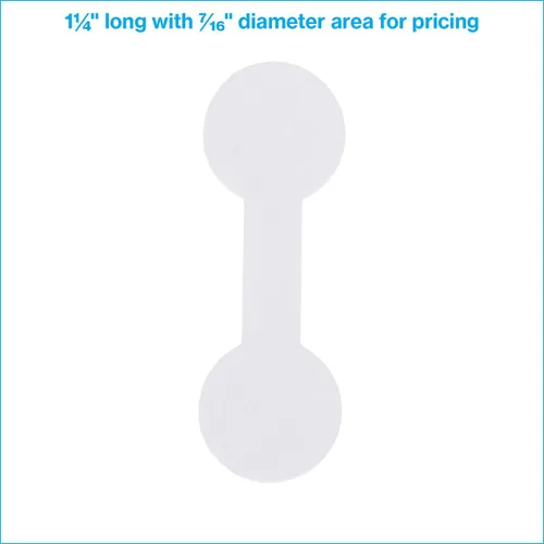 Vista 5 de SSWBasics Etiquetas de precio para anillos pequeños con engomado blanco, 1 ¼ de largo con área de 7/16 pulgadas para precios, rollo de 1000