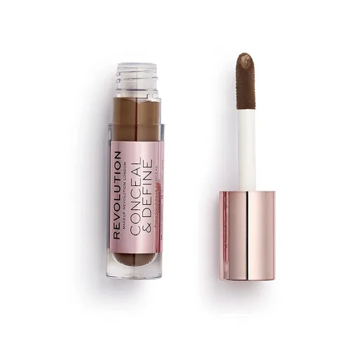 Vista 2 de Revolution, Conceal & Define Corrector, cobertura completa y ligero, acabado mate de larga duración, vegano y libre de crueldad, tonos de piel C18