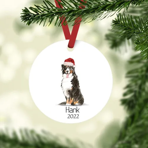 Vista 4 de Adornos de Navidad personalizados para perros, Adorno personalizado de perro boyero de Berna de Zmoicky, Adorno conmemorativo personalizado
