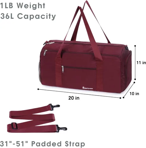 Vista 5 de Bolsa deportiva de gimnasio con bolsillo húmedo y compartimento para zapatos, bolsa de yoga ligera para hombres y mujeres, 2-Wine Red-Nueva versión