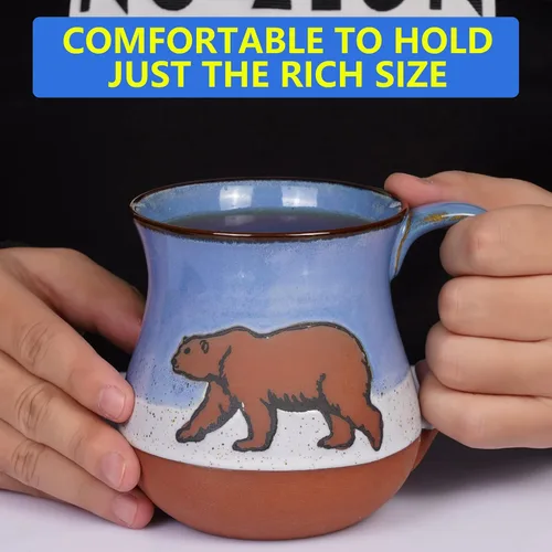 Vista 5 de MPotTo Taza de cerámica con oso polar de 16 onzas, taza de café novedosa para hombres y mujeres, regalo de cumpleaños para hombres y mujeres, regalo