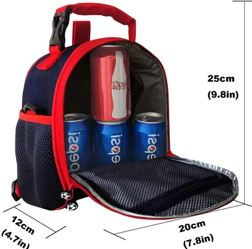 Vista 4 de Lonchera para niños con aislamiento térmico reutilizable para niños, con correa para el hombro, lonchera, bocadillos, 3D, bolsas de almuerzo