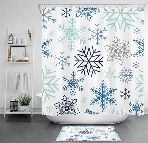 Vista 9 de LB Cortina de ducha de Feliz Navidad, bola de Navidad blanca y dorada sobre cortina de ducha negra para baño, 60 x 72 pulgadas, tela de poliéster