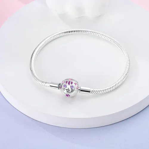 Vista 2 de Parmuz Charm Bracelet 925 Sterling Silver Heart Clasp Snake Chain Bracelet Jewelry Fit Charm Birthday Gift for Women Girls