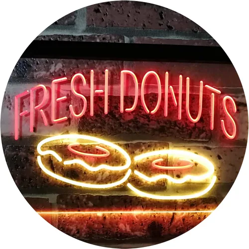 Vista 14 de ADVPRO Fresh Donuts - Letrero de neón LED de doble color, color azul y rojo, 12 x 8.5 pulgadas, st6s32-i2072-br