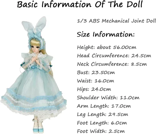 Vista 4 de Muñeca BJD de 1/3 de 23.6 in - 24 pulgadas, muñeca articulada con bola SD, cuerpo de muñeca personalizado con conjunto de ropa