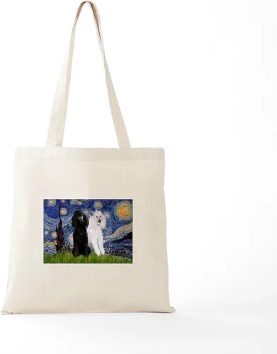 Vista 6 de CafePress The Starry Night by Vincent Van Gogh - Bolsa de lona reutilizable de lona beige, Caqui, S