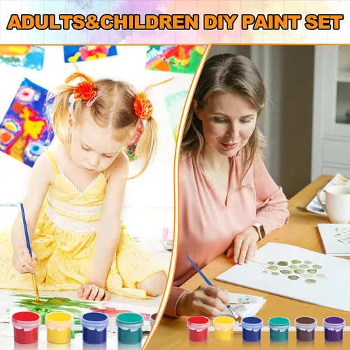 Vista 6 de Juego de 12 piezas de pintura acrílica, juego de pintura lavable en 8 colores, tiras de pintura de 0.2 fl oz para niños y adultos, juegos de pintura