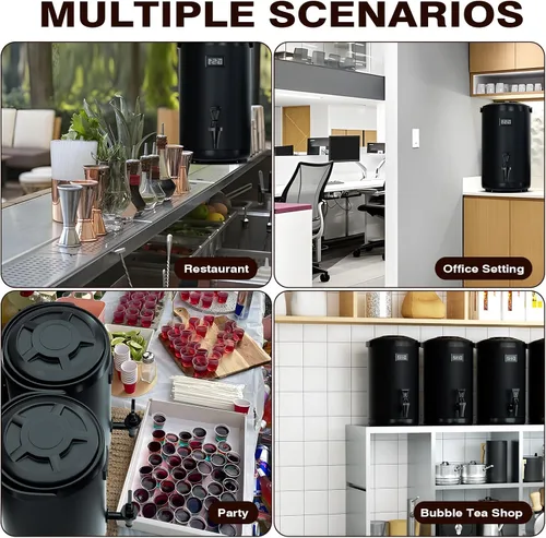 Vista 5 de Dispensador de bebidas aislado, sin calentamiento, 75 tazas de bebidas frías para catering, dispensador de bebidas heladas de acero inoxidable