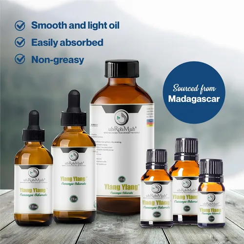 Vista 3 de Aceite esencial orgánico Ylang Ylang completo – Aceite esencial certificado por USDA Aceite esencial 100% puro y natural para el cuidado