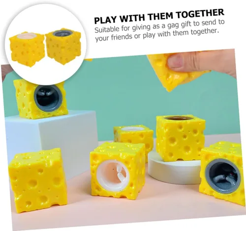 Vista 5 de FRCOLOR 2pcs queso ratón Squeeze Stress Relief broma para niños descompresión creativa Squishy ratones color aleatorio