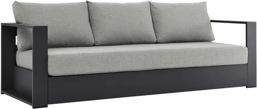 Vista 13 de Modway Tahoe - Sofá de aluminio para patio exterior en gris carbón