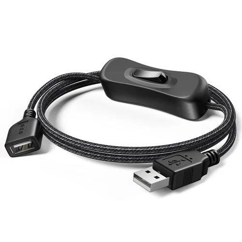Vista 9 de ANDTOBO Cable de extensión de interruptor USB, cable de extensión USB mejorado con cable de interruptor de encendido y apagado para tiras LED