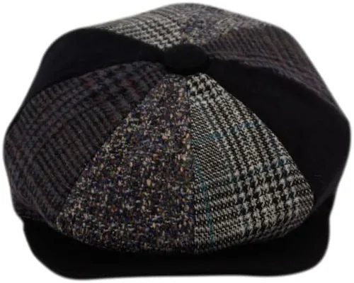 Vista 2 de 100% lana - Gorra clásica unisex de 8 paneles de mezcla de lana ajustable Newsboy Snap Brim Collection Sombrero