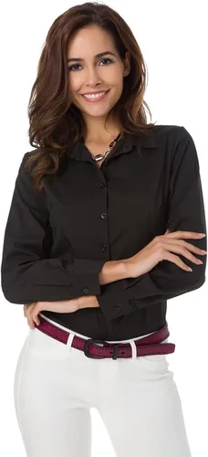 Vista 3 de Atnlewhi - Camisa de trabajo clásica con botones, manga larga, elástica, formal y casual para mujer