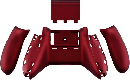 Vista 6 de eXtremeRate Soft Touch Grip - Paneles traseros personalizados para Xbox One S y One X, rieles laterales de repuesto rojo escarlata con cubierta