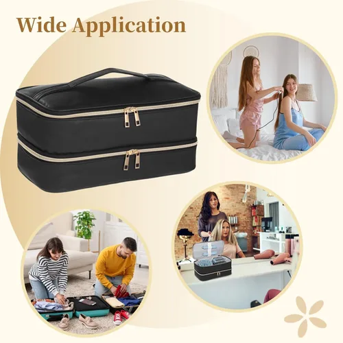 Vista 3 de Estuche de transporte de viaje para Dyson Airwrap, Shark FlexStyle, secador de pelo Revlon, bolsa de almacenamiento de doble capa con cremalleras
