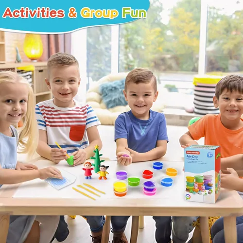 Vista 4 de GAGAtoad - Kit de plastilina de secado al aire, 36 colores, ultra ligera, con tablero de presión, herramientas de modelado de plástico, con libro