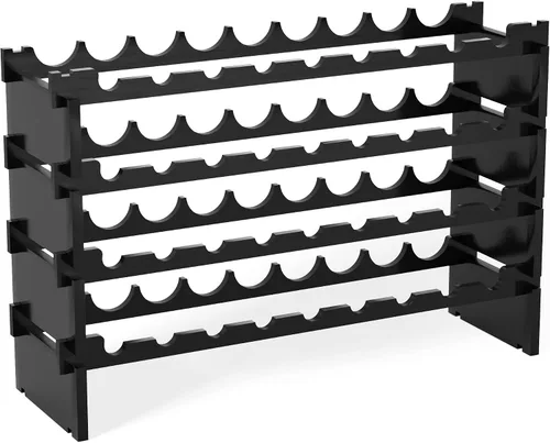 Vista 8 de Domax Estante para vino independiente – 36 botellas de madera apilable soporte de almacenamiento de vino para gabinete, bar, despensa y bodega