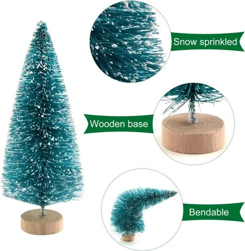 Vista 3 de KUUQA 24pcs mini cepillo de la botella del sisal árboles de Navidad, tamaño Azul-Verde