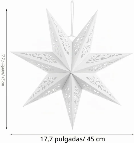 Vista 7 de LIOOBO Linternas de estrella de papel: pantalla de lámpara colgante de estrella de Navidad, luz hueca de cubierta de papel blanco, lámparas Textura