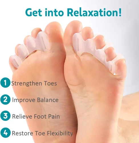 Vista 7 de 2 pares de separadores de dedos de los pies correctores de juanetes para mujeres/hombres, alineación de pies, esparcidores para juanetes, hallux