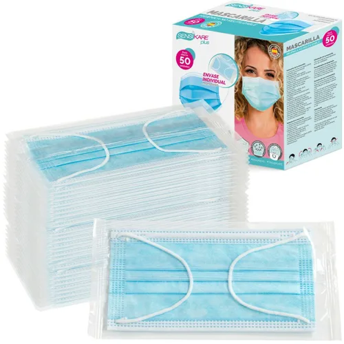 Vista 4 de Caja de mascarillas higiénicas SensiKare 50 Piezas (12 Unidades)