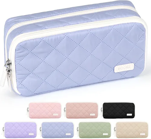 Vista 11 de Sooez Estuche grande para lápices, bolsa para lápices extra grande con 8 compartimentos, bolsa para bolígrafos de apertura amplia, organizador