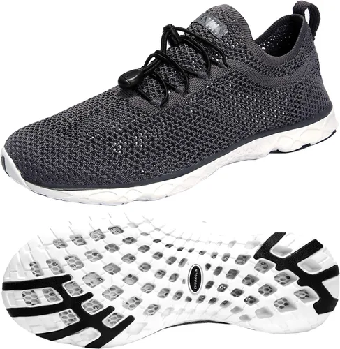 Vista 25 de Zapatos de agua para mujer de secado rápido, drenaje de 3 segundos y todo terreno para natación, senderismo, yoga 18155Negro