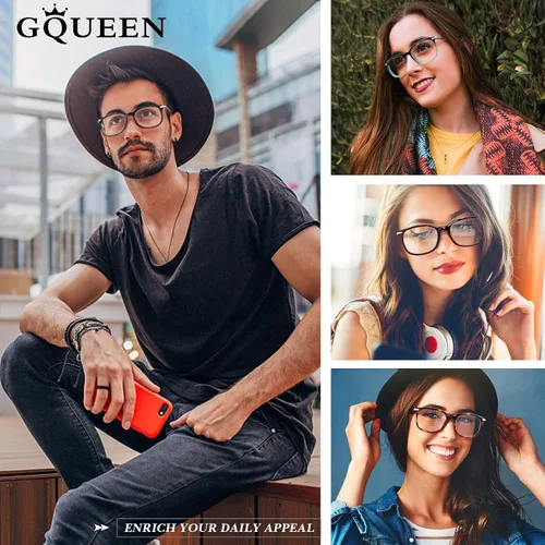 Vista 2 de GQUEEN Fashion Fake Glasses Non Prescription Glasses Clear Lens Glasses Nerd Plain Frames Women Men, 201579