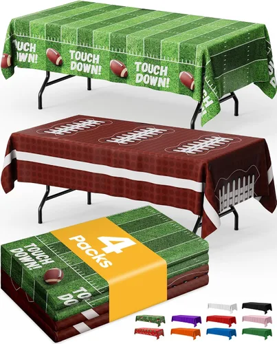 Vista 30 de Mantel de bandera estadounidense, paquete de 4 manteles patrióticos desechables de 54 x 108 pulgadas para mesas de 6 pies, decoraciones del 4
