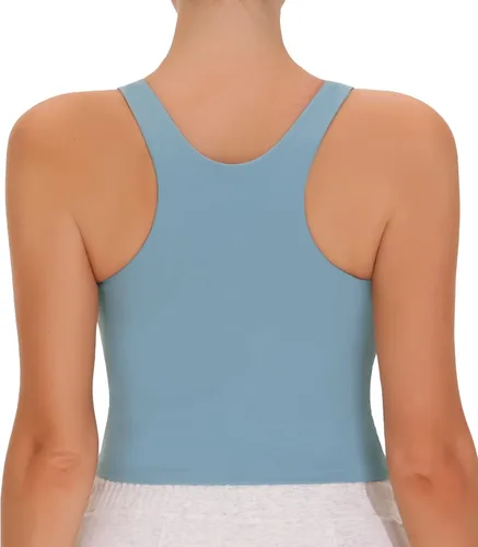 Vista 3 de THE GYM PEOPLE Brasier deportivo de espalda cruzada para mujer, con cuello alto y relleno extraíble, para entrenamiento, yoga