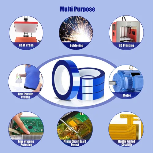 Vista 7 de MEBMIK 4 rollos de 10 mm x 16 m (52 pies) Cinta térmica azul de alta temperatura, cinta resistente al calor, cinta de transferencia de calor