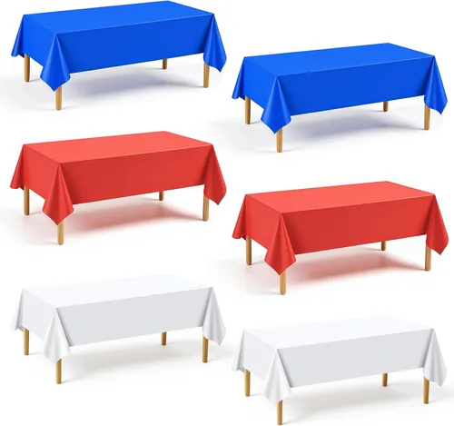 Vista 19 de Mwellewm 6 manteles de plástico desechables, mantel de arcoíris de colores surtidos, rectangular de neón colorido a granel sólido para cumpleaños