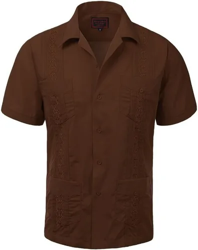 Vista 17 de vkwear Guayabera - Camisa de vestir casual con botones y manga corta para hombre