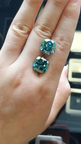 Vista 5 de Mois Moissanita suelta de 3 quilates, diamante de moissanita de color azul, claridad VVS1, piedra preciosa brillante de corte cojín para hacer