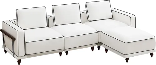 Vista 17 de Sofá biplaza modular de 80 pulgadas, sofá modular Cloud con reposabrazos y patas de madera, cómodo sofá tapizado de 2 plazas para sala de estar