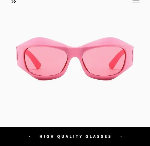 Vista 4 de Y2K - Lentes de sol envolventes futuristas de moda ovalados para hombres y mujeres (color rosa, talla M)