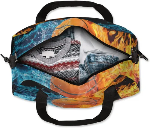 Vista 7 de Bolsa de lona para niños, bolsa de gimnasio deportiva para niños, niñas y adolescentes, bolsa de mano para el fin de semana, bolsa de viaje
