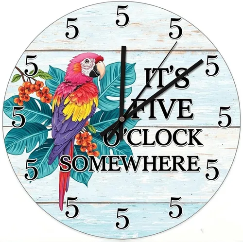 Vista 32 de Farmhouse Silent Wooden Wall Clock Non-Ticking Battery Operated 10" Retro Rustic Arabic Numerals Colorful Decorative Small Wall Clocks for Living