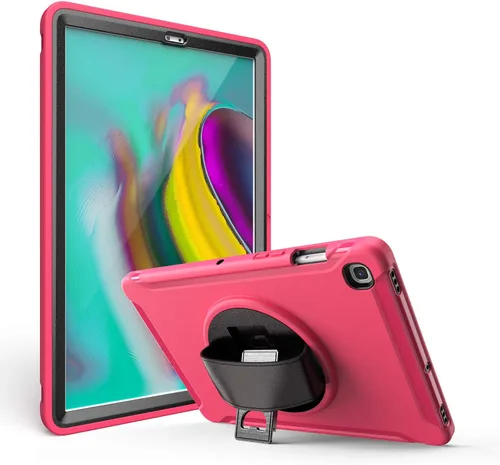 Vista 9 de Dteck Funda para Galaxy Tab S5e 2019, resistente, de cuerpo completo, resistente, a prueba de golpes, con correa de mano giratoria para tableta