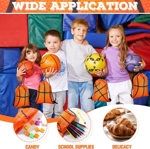 Vista 3 de Eccliy 24 bolsas de baloncesto con cordón para deportes, gimnasio, con cordón para baloncesto, regalos para adultos