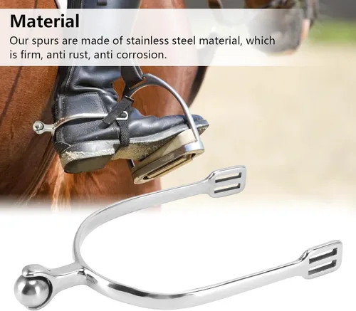 Vista 5 de Pilipane Espuelas de caballo, espuelas de bola de rodillo de acero inoxidable de 5.9 x 3.3 x 0.6 pulgadas, 2 piezas exquisitas espuelas de caballo