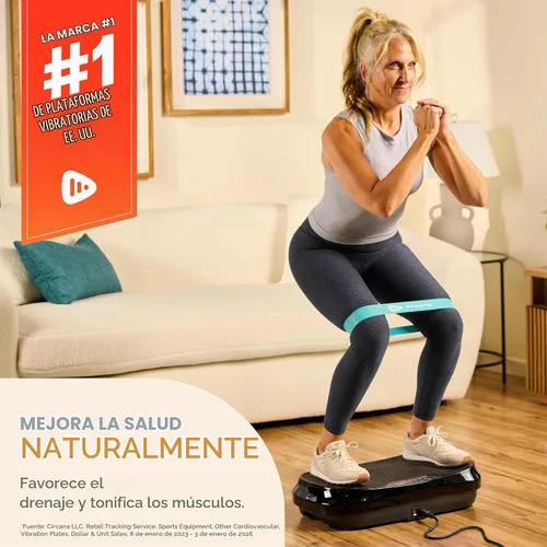 Vista 2 de Lifepro Waver Mini Vibration Plate Exercise Machine with Resistance Bands Negro