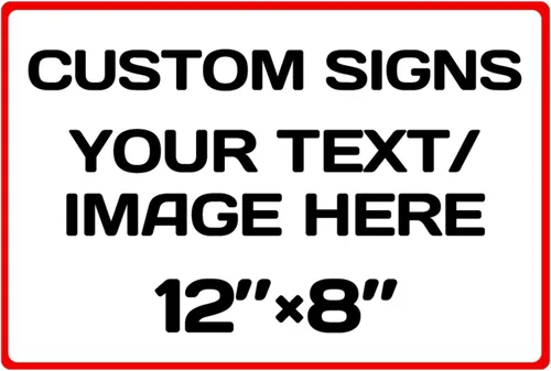 Vista 25 de Letreros metálicos personalizados de aluminio resistentes a la intemperie, texto e imagen personalizados, varios tamaños, peligro, jardín, puerta