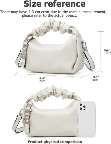 Vista 3 de KingTo Bolso pequeño de hombro para mujer, bolso de mano suave de diseñador en la nube, bolso cruzado ligero