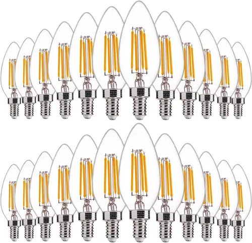 Vista 19 de FLSNT Bombillas LED ámbar para candelabros equivalentes a 40 W, bombillas LED B11 E12, 2200 K blanco cálido, regulable, 330 lm, 96 unidades UL