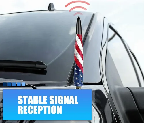 Vista 3 de Ajxn 1 PC Antena de Bala para Carro Camión Diseño de Bandera Americana Compatible con F150 F250 F350 Super Chevrolet Duty Raptor Dodge Ram 1500 2500
