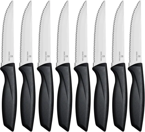 Vista 10 de Juego de 4 cuchillos para bistec, cuchillo premium para bistec, juego de cuchillos para bistec de acero inoxidable, cuchillo para bistec dentado